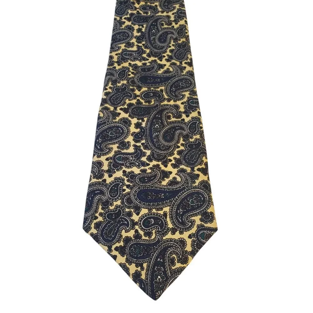 Bert Pulitzer Collectors Edition Neck Tie Mens Luxury Yellow Blue Paisley Office